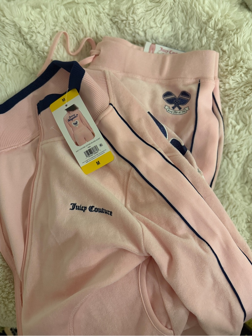 Juicy Couture Pink Tracksuit Set with Navy Trim